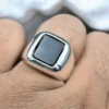 Men's Black Yemeni Aqeeq Ring