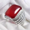 Shop Square Brownish Red Aqeeq Ring: Free Shipping