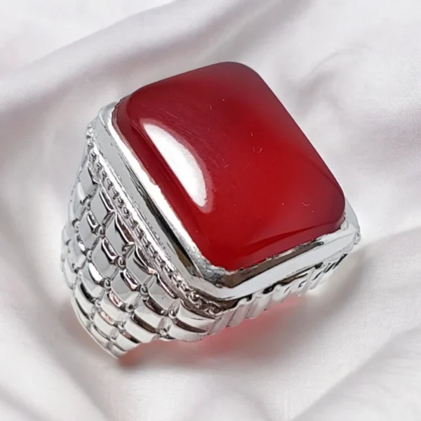 Shop Square Brownish Red Aqeeq Ring: Free Shipping