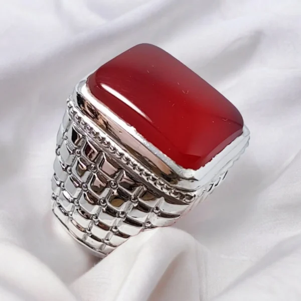 Shop Square Brownish Red Aqeeq Ring: Free Shipping