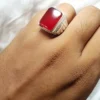 Shop Square Brownish Red Aqeeq Ring: Free Shipping