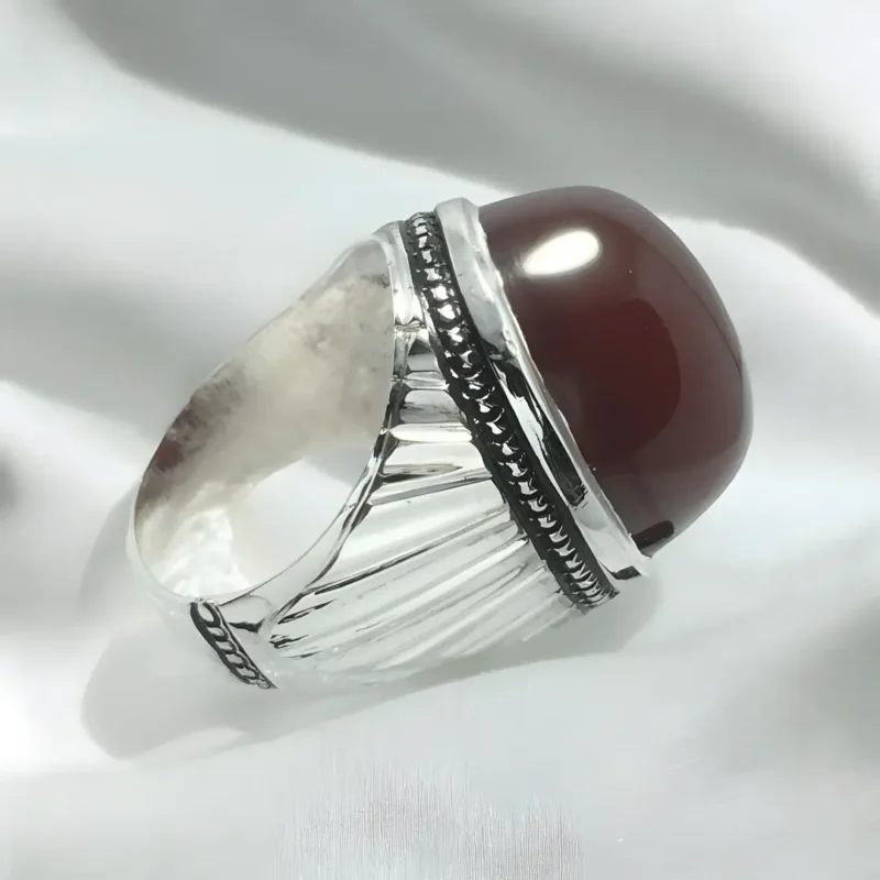 Mens Red Carnelian Ring - Agate ring in Sterling Silver Shop Now