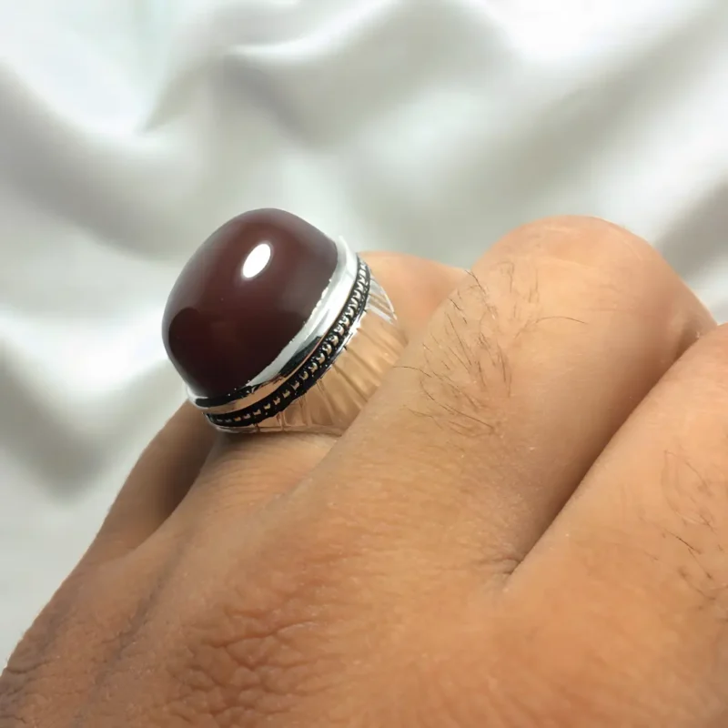 Mens Red Carnelian Ring - Agate ring in Sterling Silver Shop Now