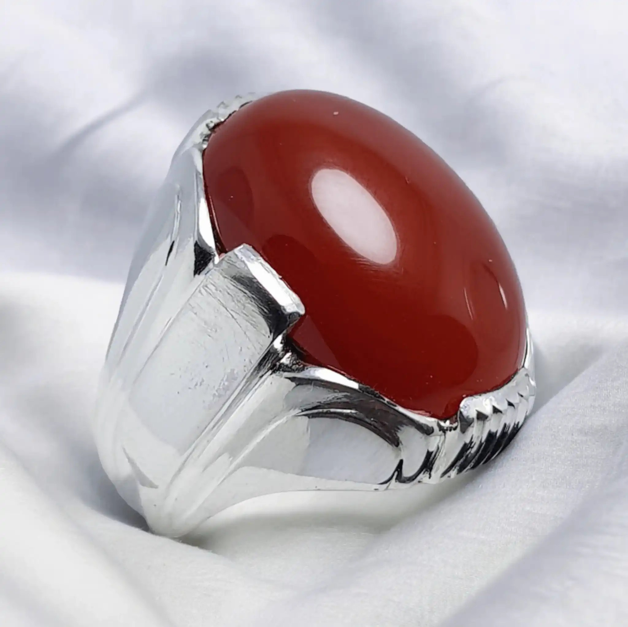 yemeni aqeeq mens ring brown