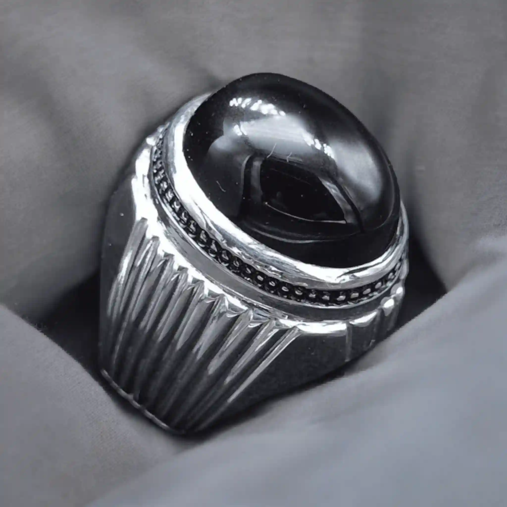 Black Yemeni Aqeeq Ring In Sterling Silver 2 Black Yemeni Aqeeq Rings For Men