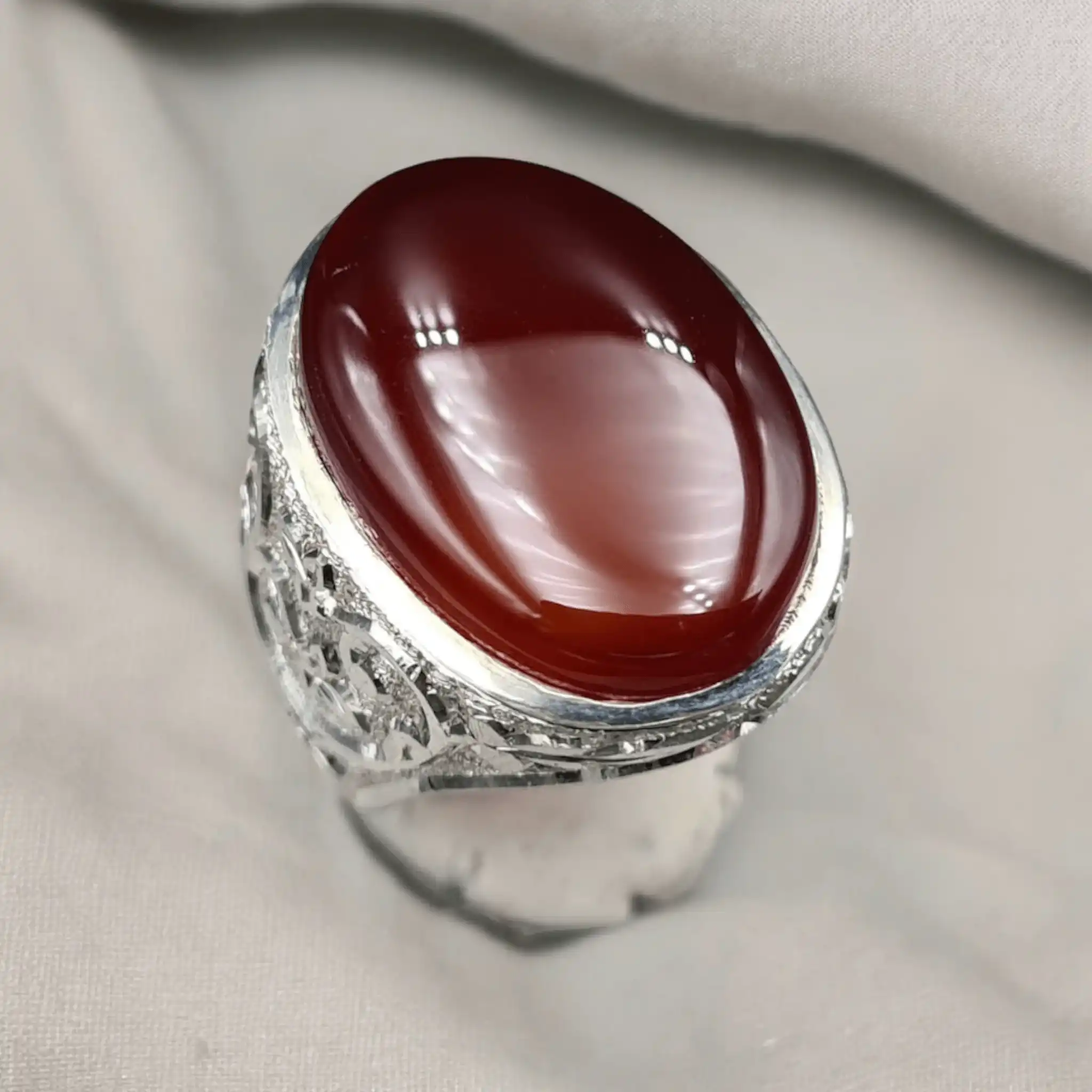 original red aqeeq ring