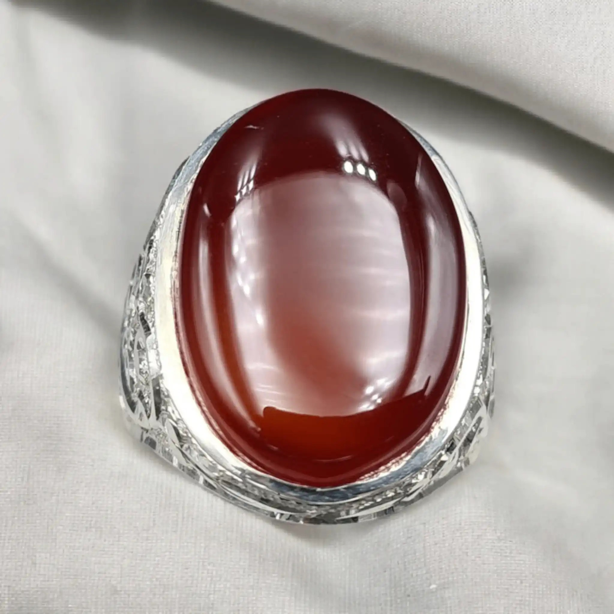 Original Red Aqeeq Ring In Sterling Silver 2 Yemeni Aqeeq Mens Ring Brown
