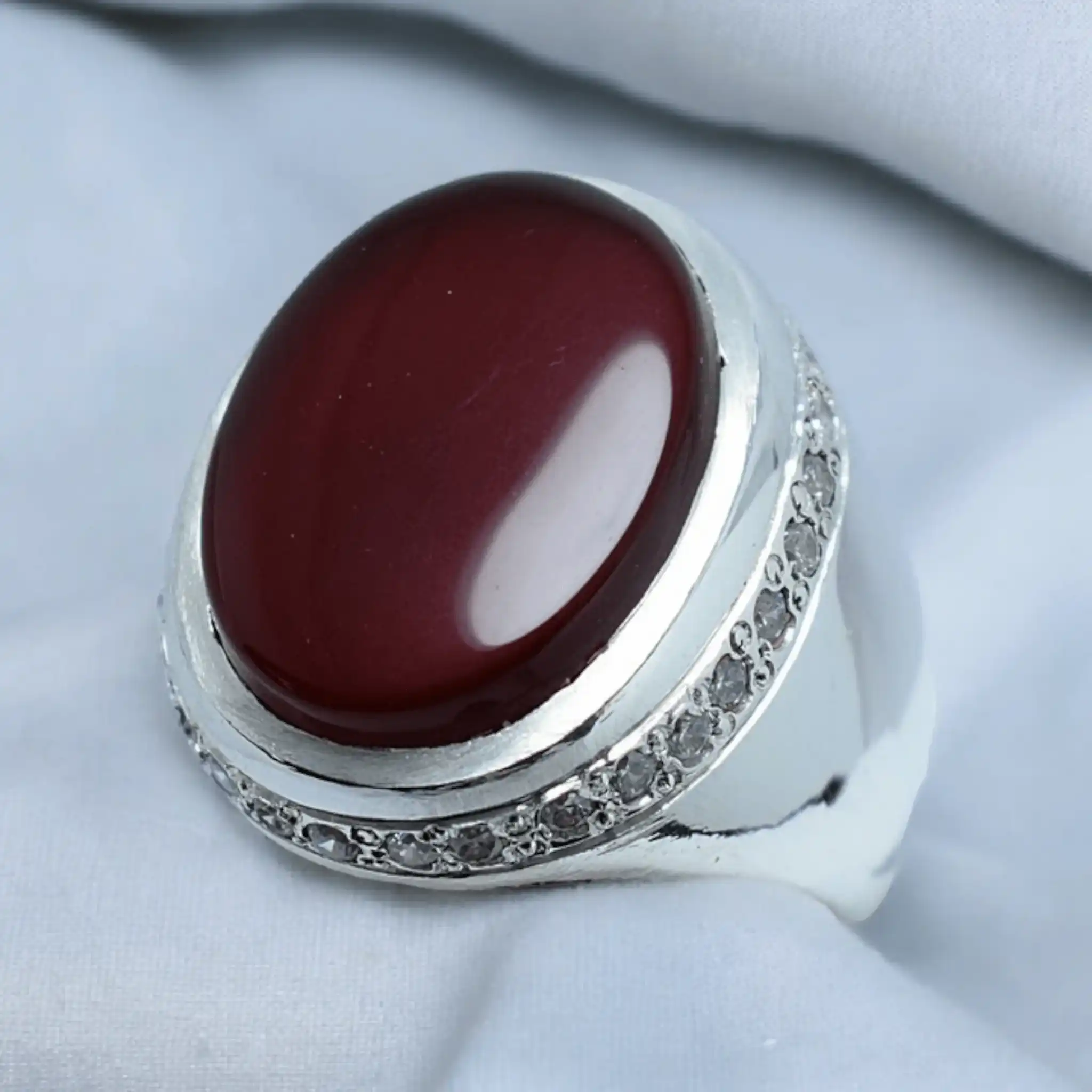 Unique Aqeeq Ring In Sterling Silver 2 Brown Yemeni Aqeeq Rings For Men