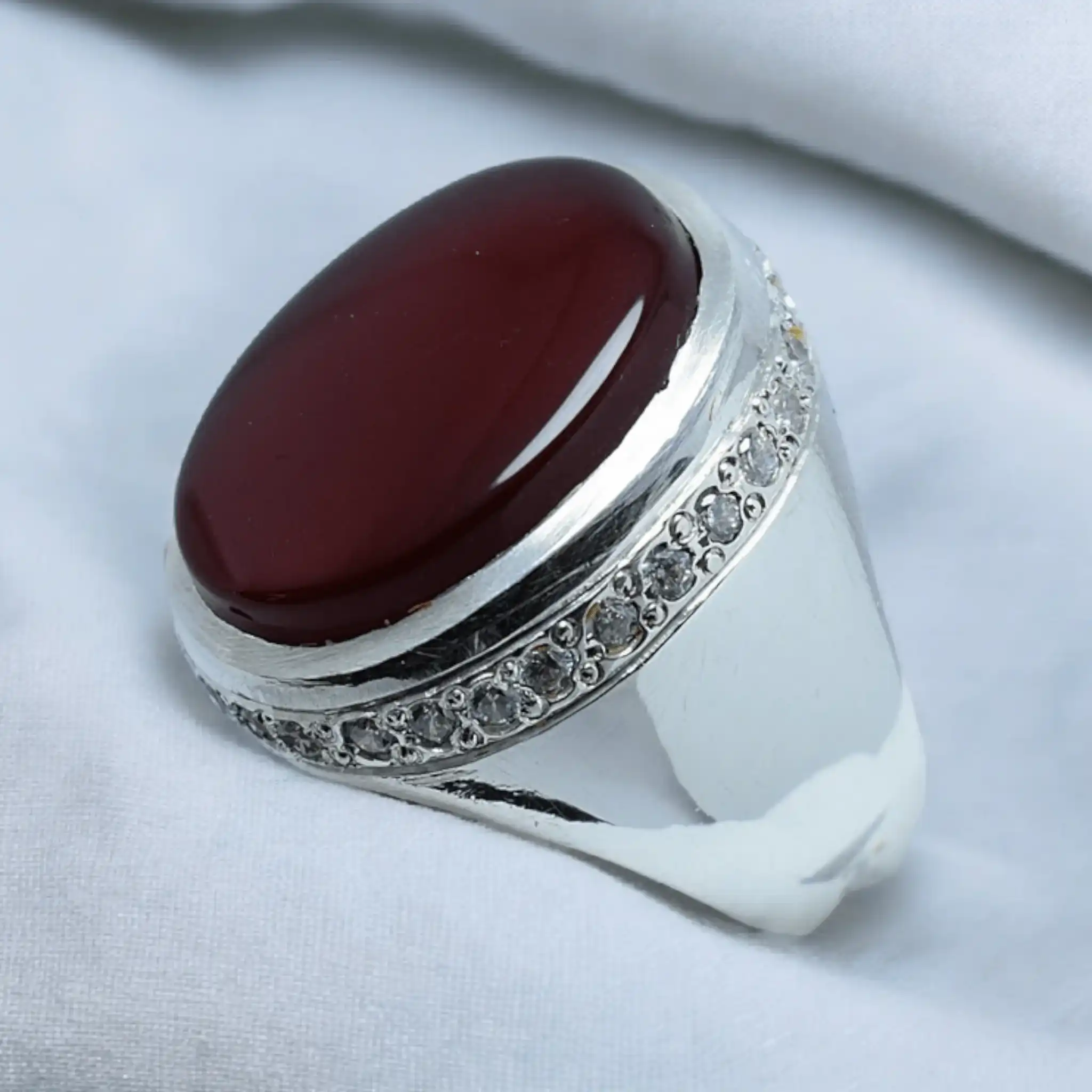 Unique Aqeeq Ring In Sterling Silver 3 Brown Yemeni Aqeeq Rings For Men