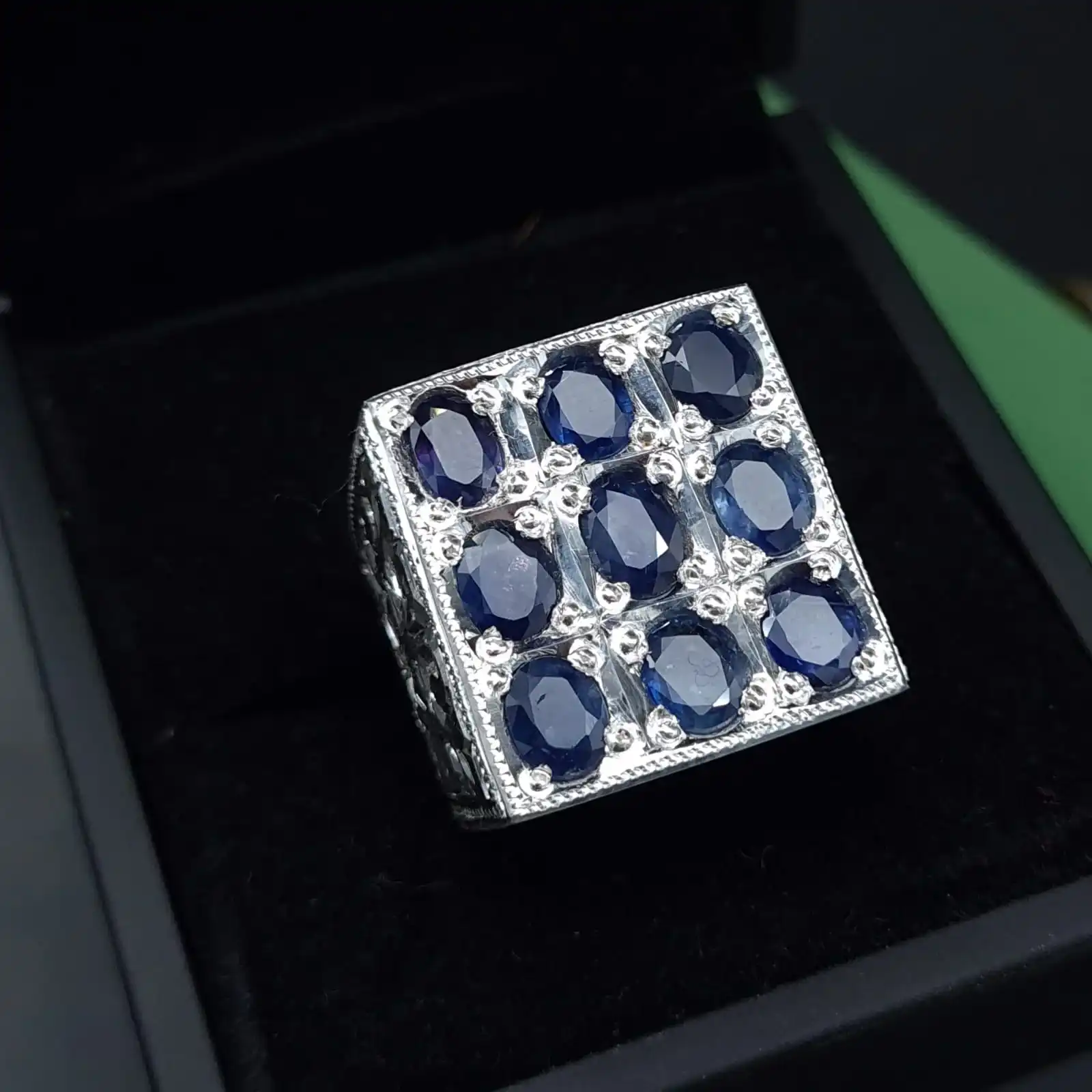 9 Stone Sapphire Band For Mens Real Ceylon Multiple Stone Silver 1 Mens Sapphire Eternity Band