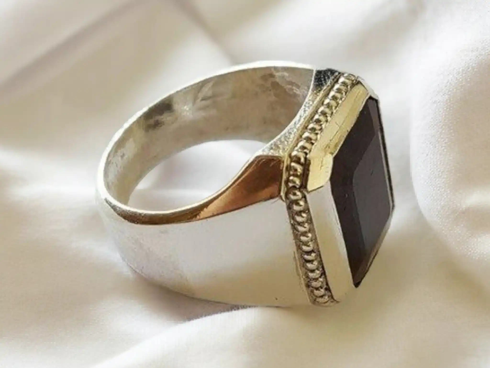 Men'S Red Garnet Ring In 925 Sterling Silver 2 Men'S Red Garnet Ring In 925 Sterling Silver - Image 2