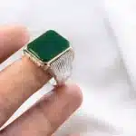 mens green agate ring