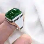 silver ring with aqeeq stone
