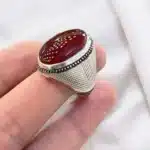 red aqeeq ring silver