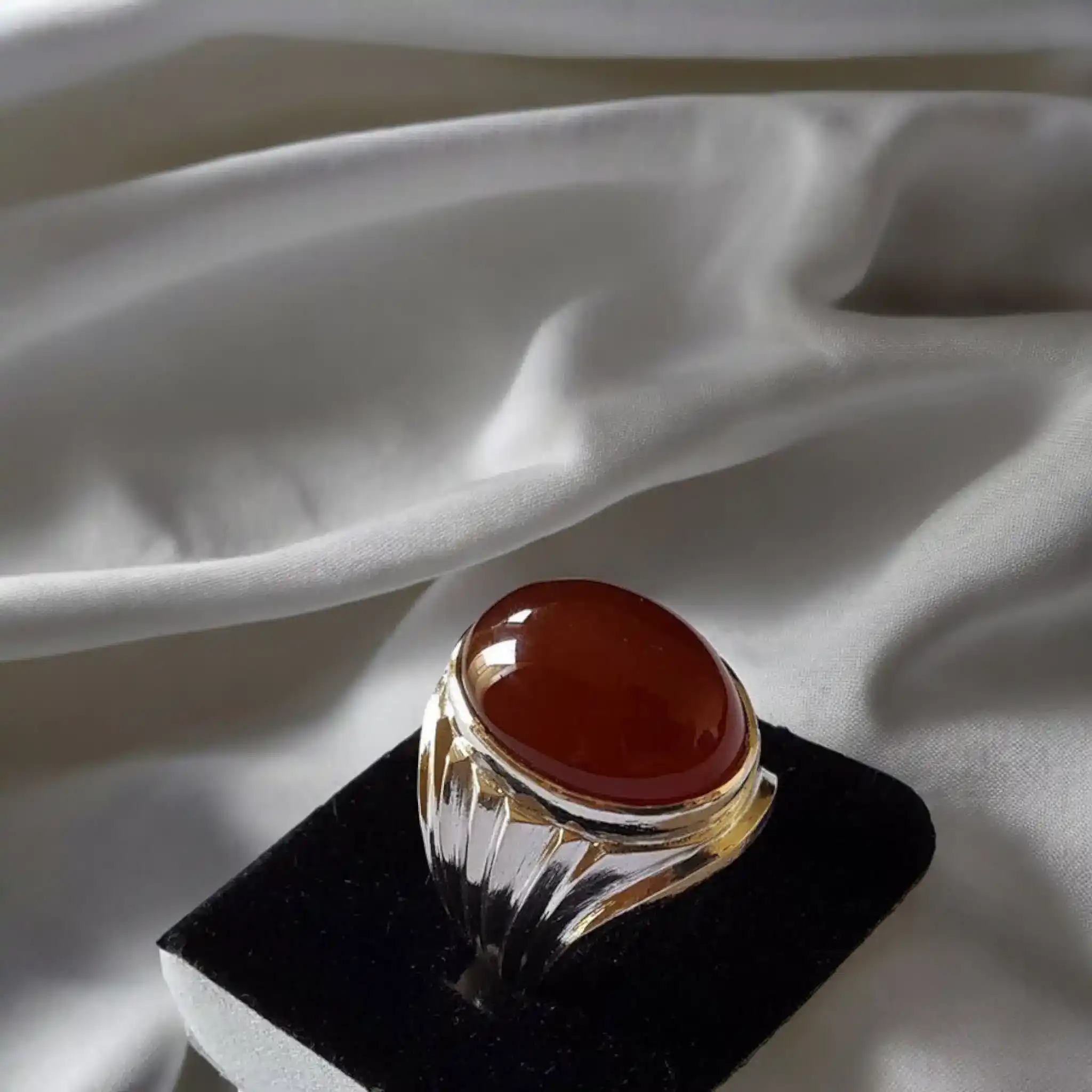 Brown Red Aqeeq Ring In Sterling Silver 4 Brown Red Aqeeq Ring