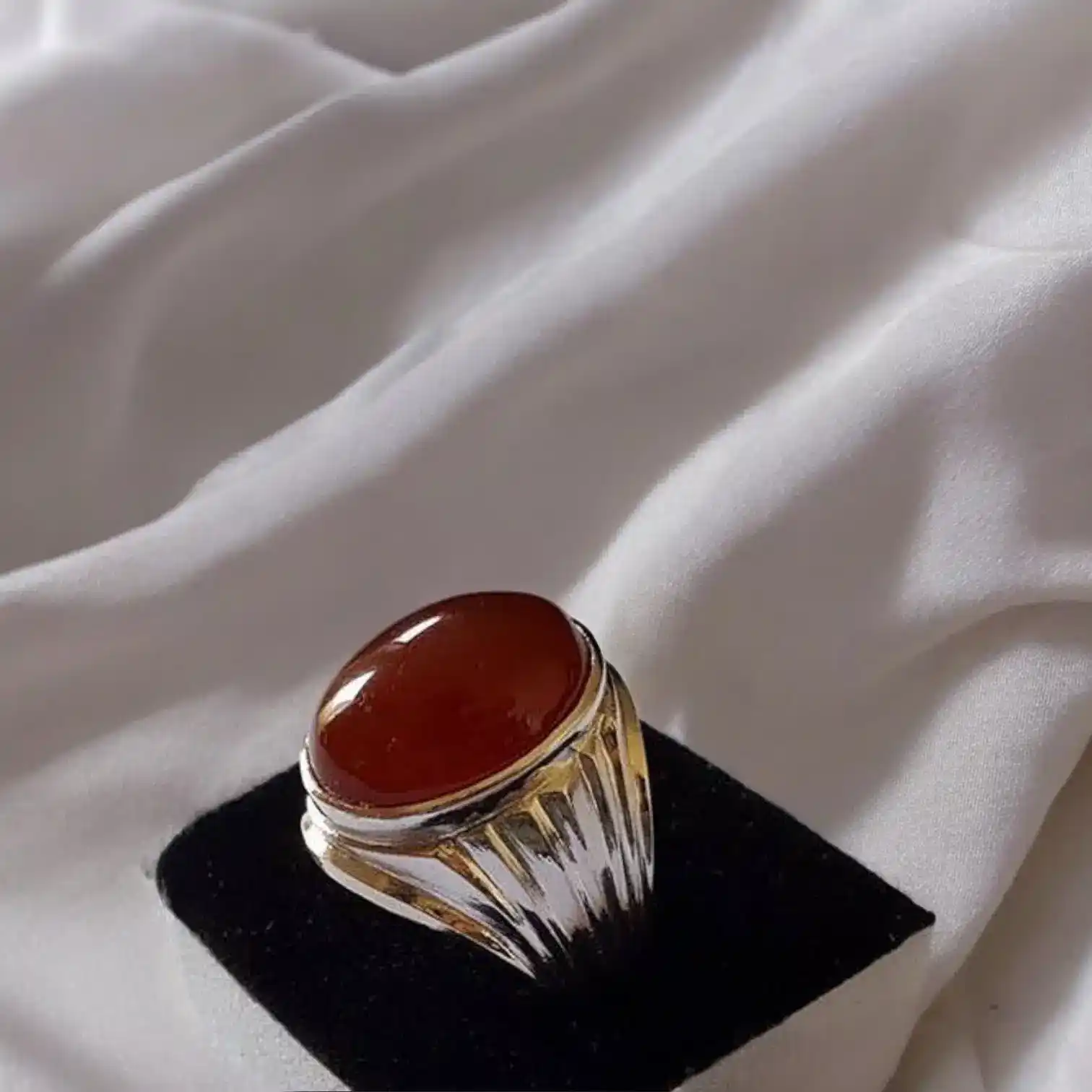 Brown Red Aqeeq Ring In Sterling Silver 3 Brown Red Aqeeq Ring
