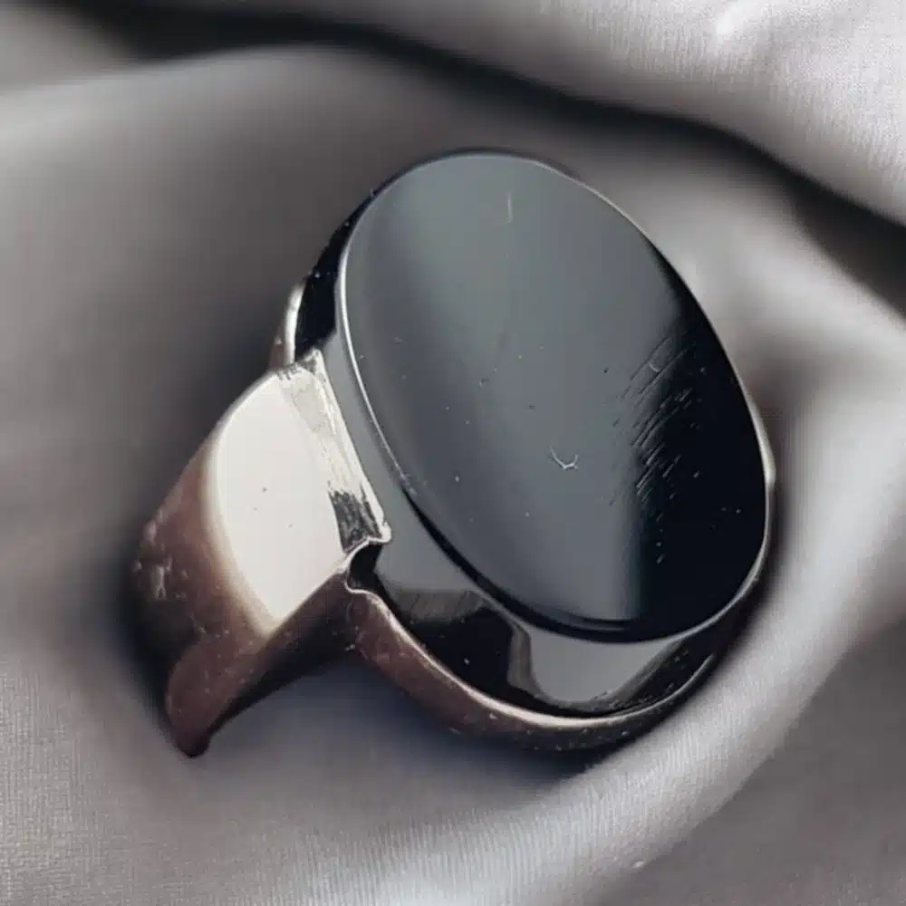 Black Aqeeq Rings Men Yemeni