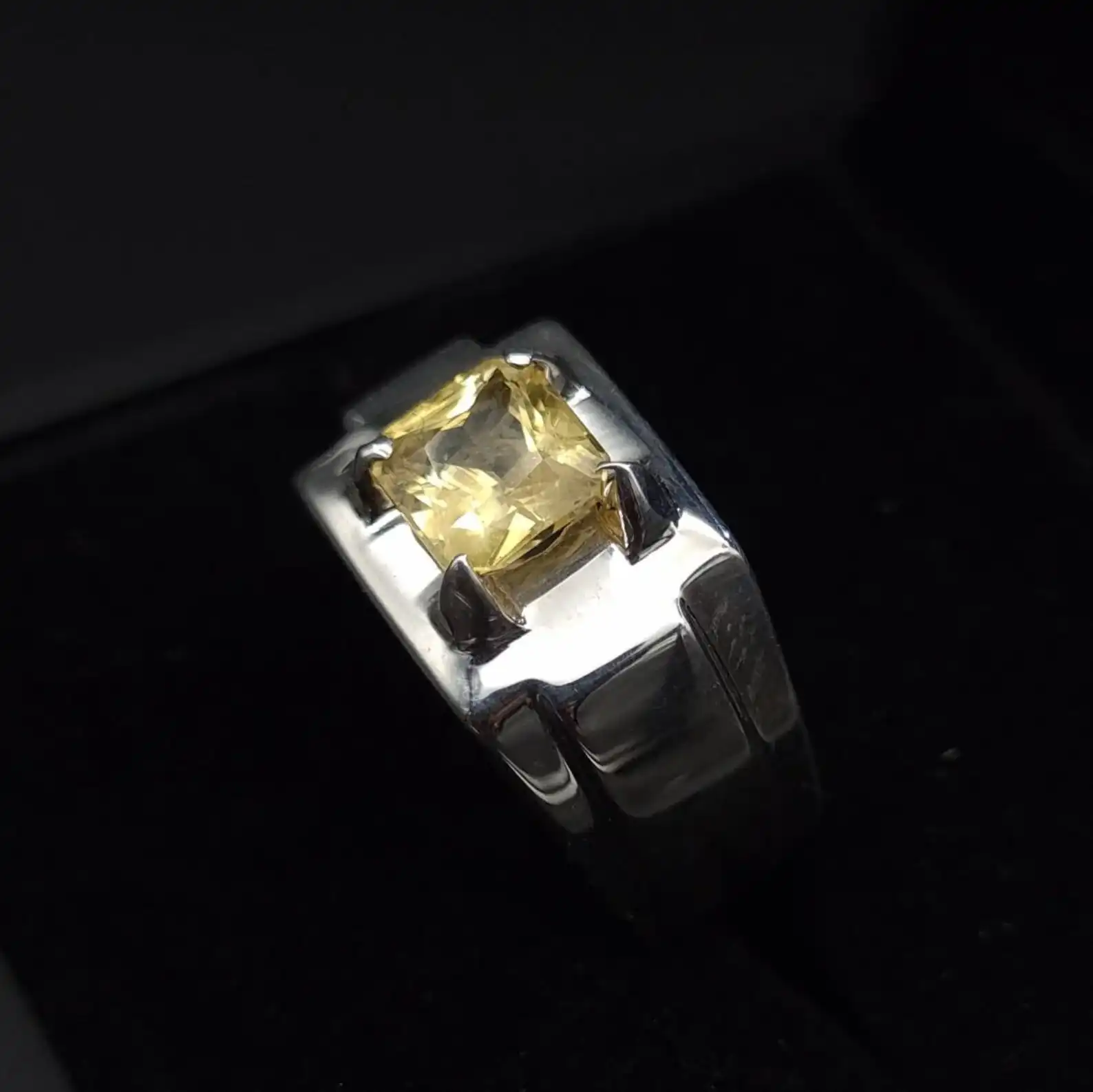 Yellow Sapphire Ring For Men Ceylon Natural 925 Silver 2 Yellow Sapphire Ring For Men