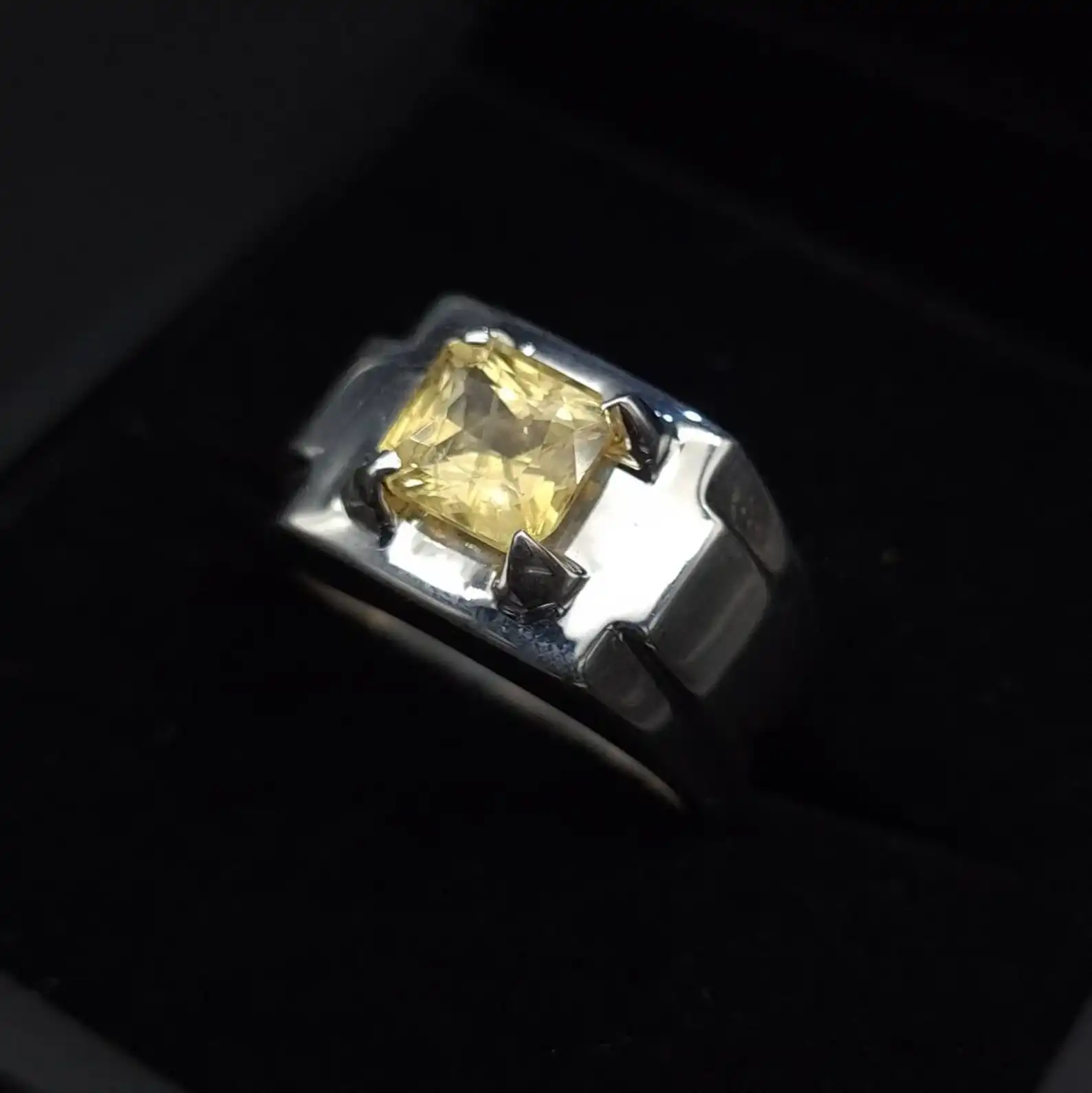 Yellow Sapphire Ring For Men Ceylon Natural 925 Silver 5 Yellow Sapphire Ring For Men