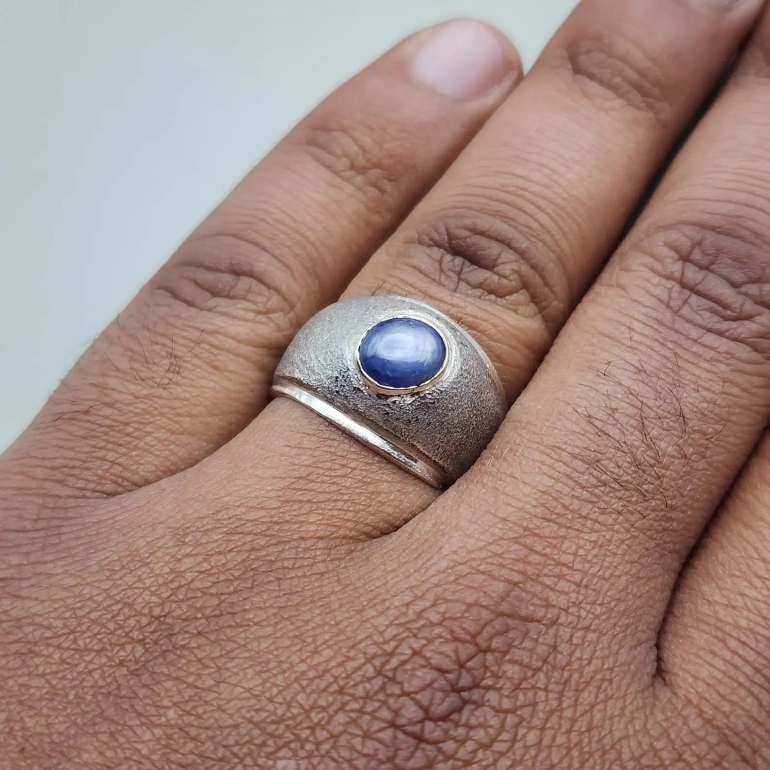 Natural Star Sapphire Ring For Men 925 Sterling Silver 4 Mens Sapphire Eternity Band