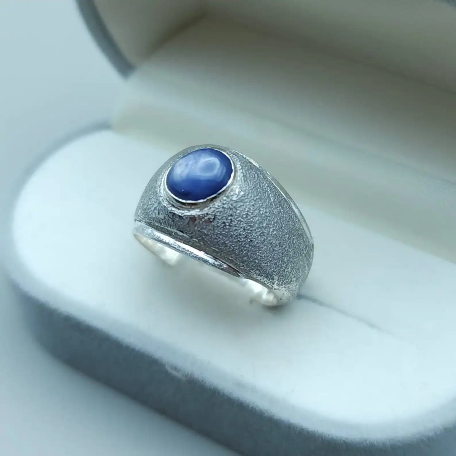 Natural Star Sapphire Ring For Men 925 Sterling Silver 1 Mens Sapphire Eternity Band