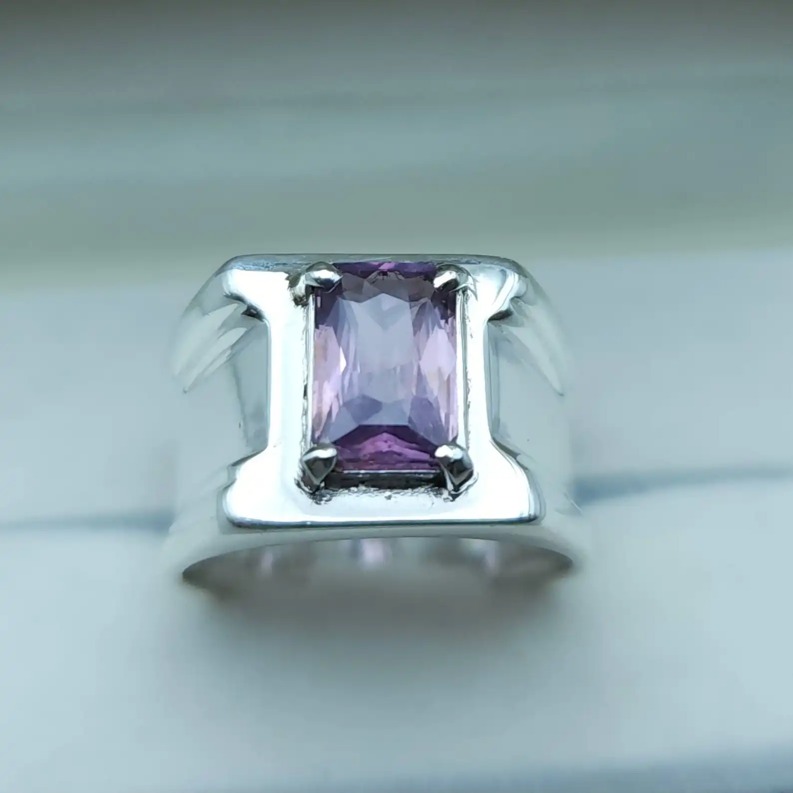 Natural Kashmir Sapphire Ring For Men, Purple 5 Color Change Sapphire Ring