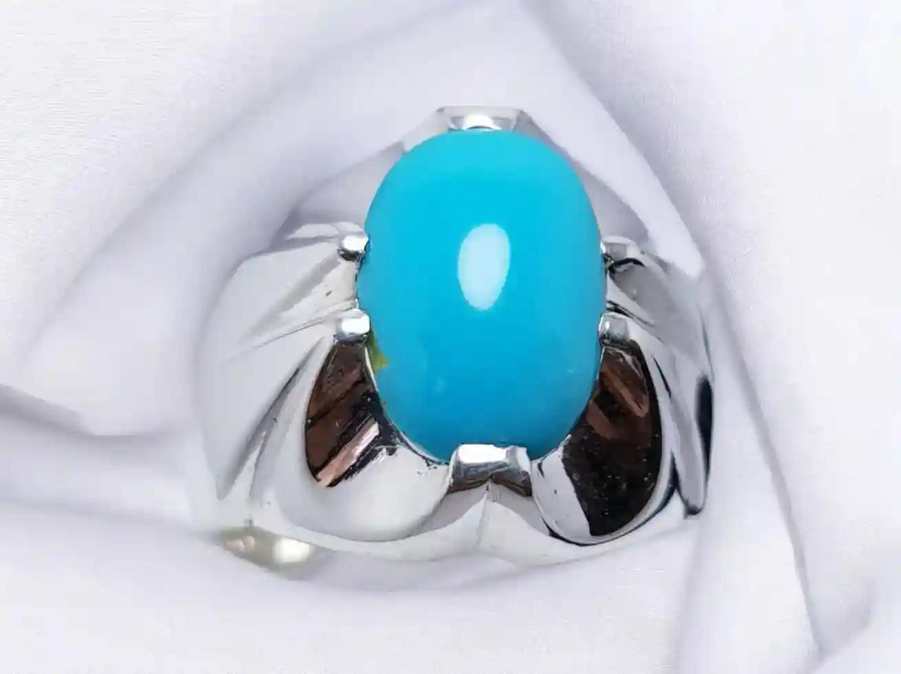 Natural Feroza Ring For Men, Genuine Turquoise Stone 2 Natural Feroza Ring For Men, Genuine Turquoise Stone - Image 2