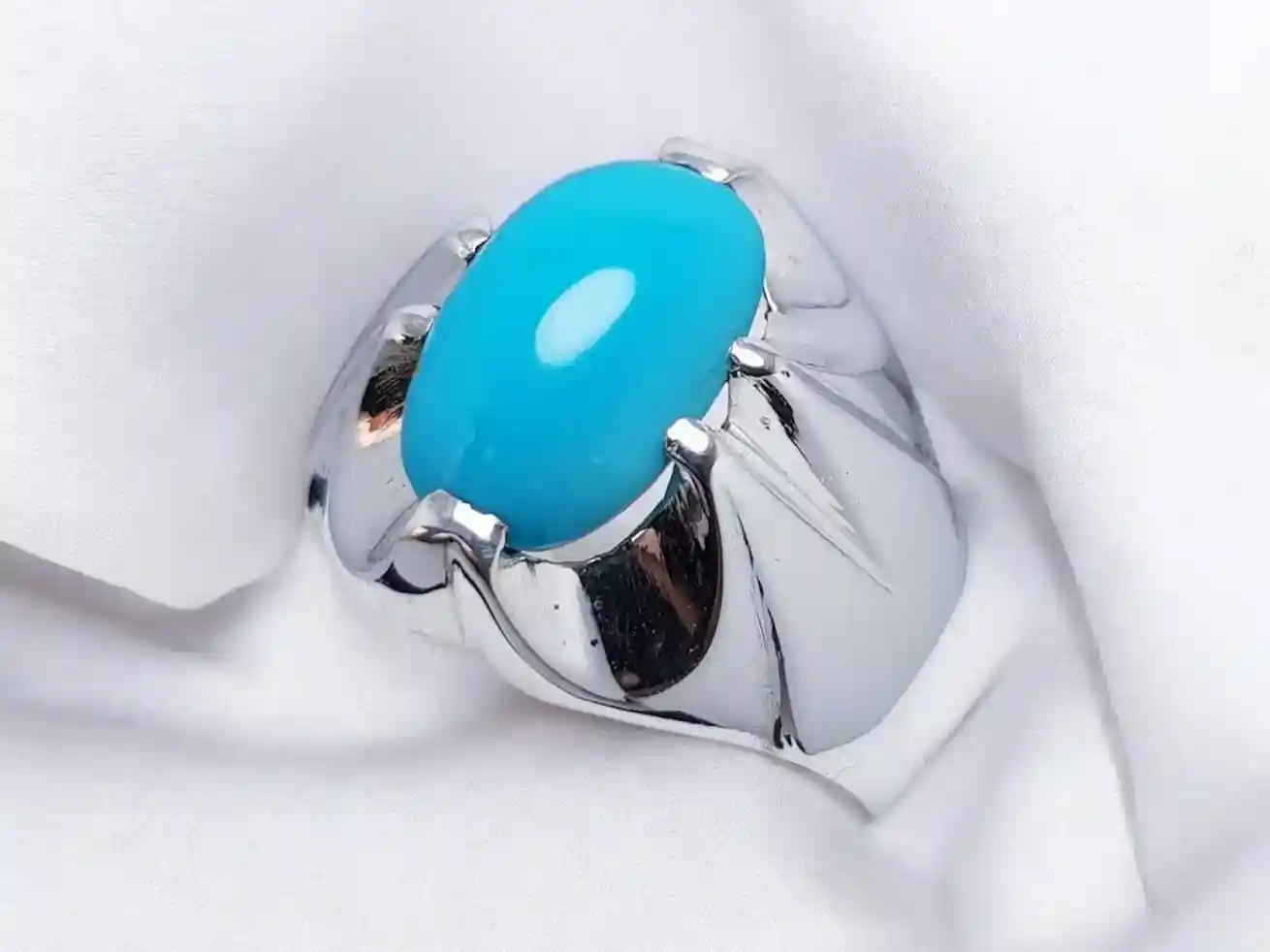 Natural Feroza Ring For Men, Genuine Turquoise Stone 3 Natural Feroza Ring For Men, Genuine Turquoise Stone - Image 3