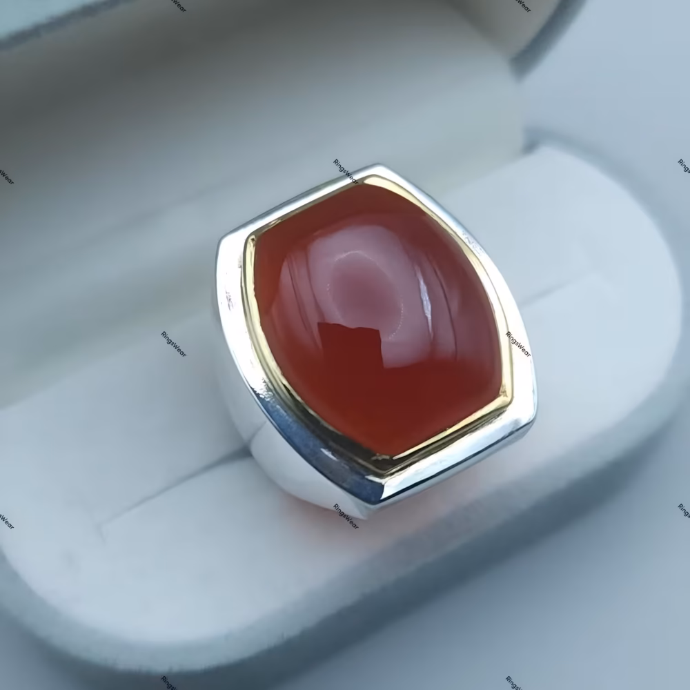 Red Yemeni Aqeeq Ring for Men