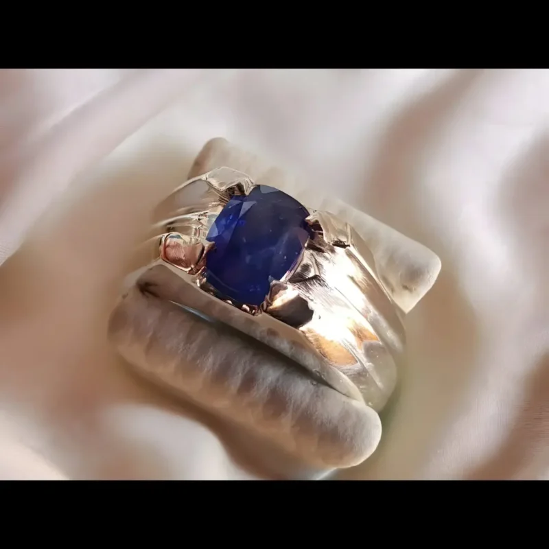 Natural Blue sapphire ring Mens Neelam rings 925 Silver