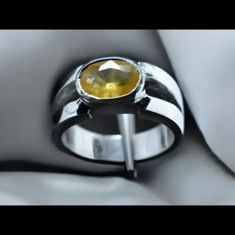 Yellow Ceylon Sapphire Rings Mens Neelam Stone Rings Real Sapphire Beauty