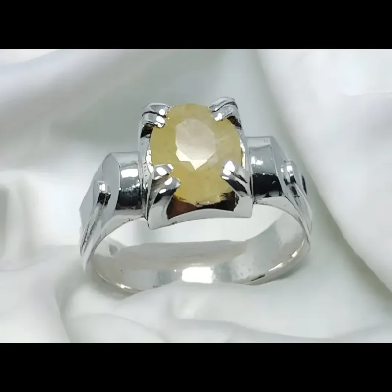 Yellow Sapphire Stone From Ceylon Sri Lanka Silver Ring