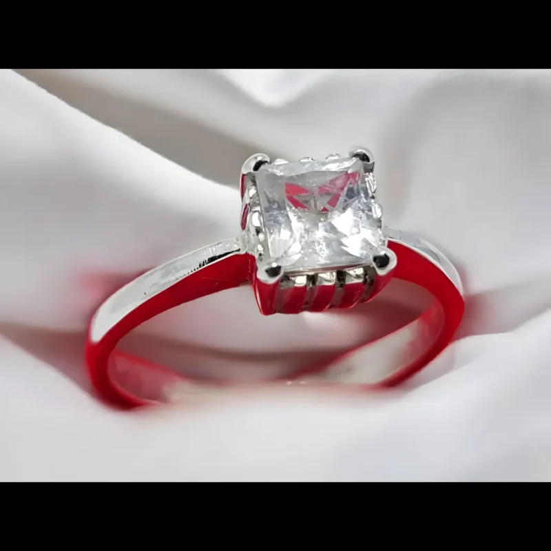 Princess Cut White Sapphire Ring Ceylon White Sapphire Rings