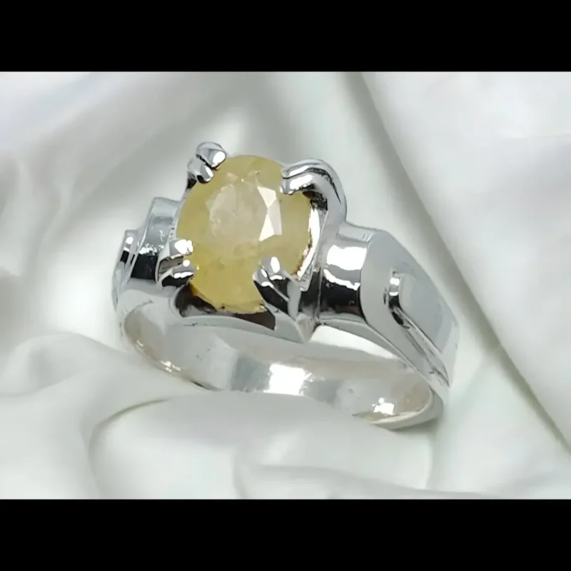 Yellow Sapphire Stone From Ceylon Sri Lanka Silver Ring