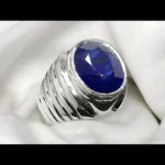 Oval Sapphire Ring Big Blue Sapphire Sterling Silver