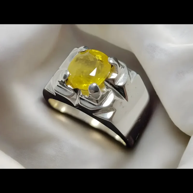 Yellow Sapphire Stone Ring In 925 Sterling Silver - Handmade Ring