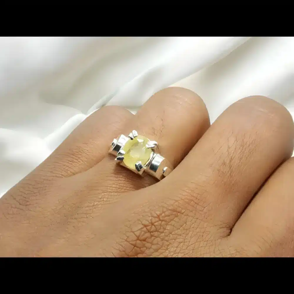 Yellow Sapphire Stone From Ceylon Sri Lanka Silver Ring
