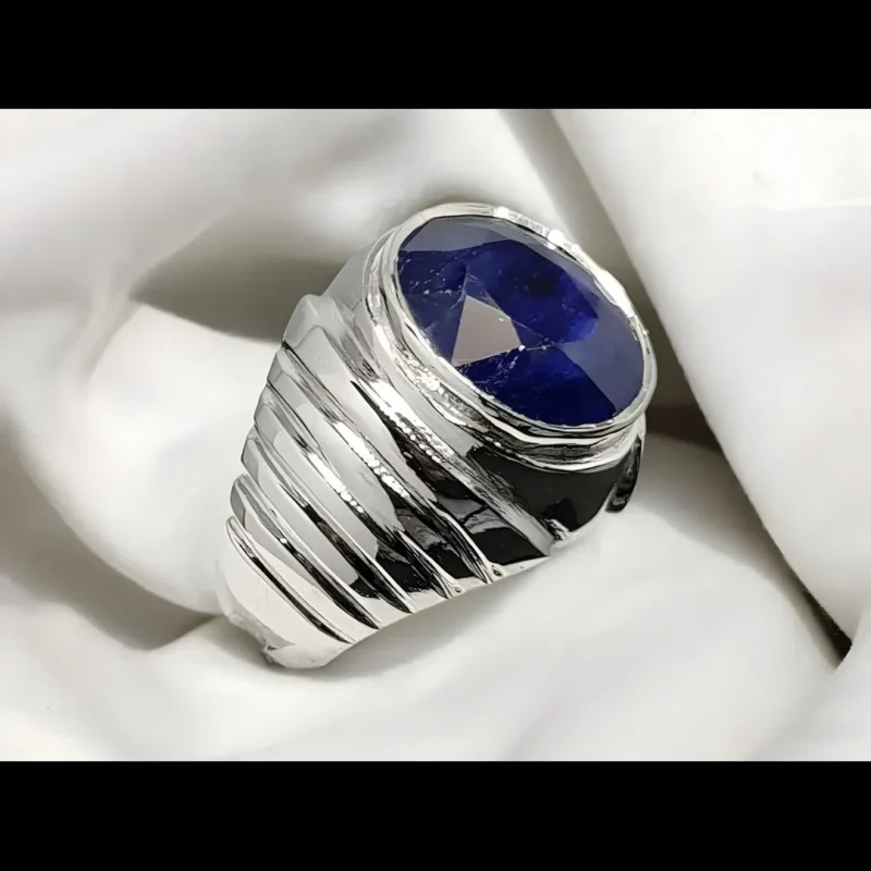 Oval Sapphire Ring Big Blue Sapphire Sterling Silver