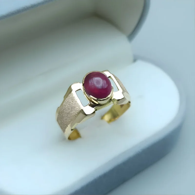 18k Yellow Gold Ruby Ring Mens Gold Ring Shop Now