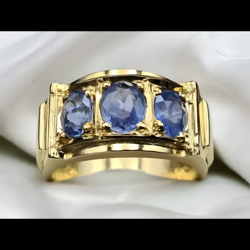 14k Gold Sapphire Band Ceylon Sapphire Band In 14k Yellow Gold