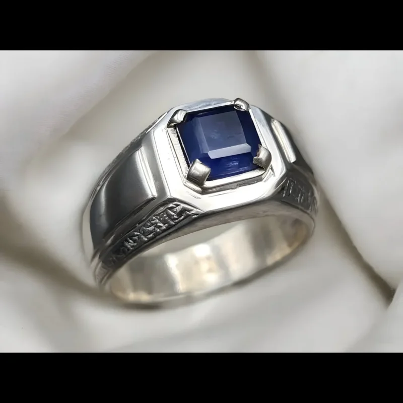 Deep Blue Ceylon Sapphire Ring Mens Shop Now