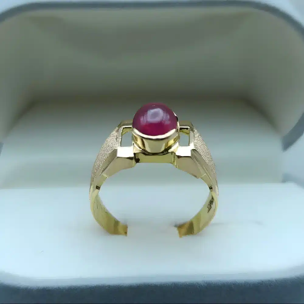 Men Gold Ring Ruby Inlay Gold Ruby Ring Men | 18K Natural Ruby Gemstone Ring | RingsWear