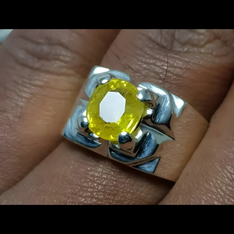 Yellow Sapphire Stone Ring In 925 Sterling Silver - Handmade Ring
