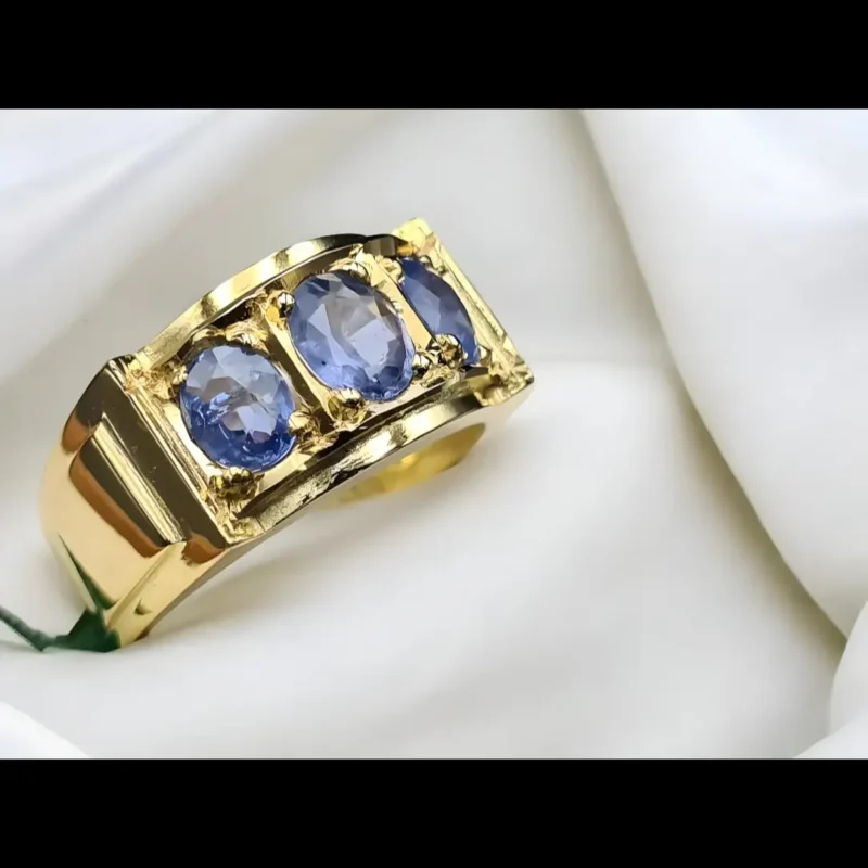 14k Gold Sapphire Band Ceylon Sapphire Band In 14k Yellow Gold