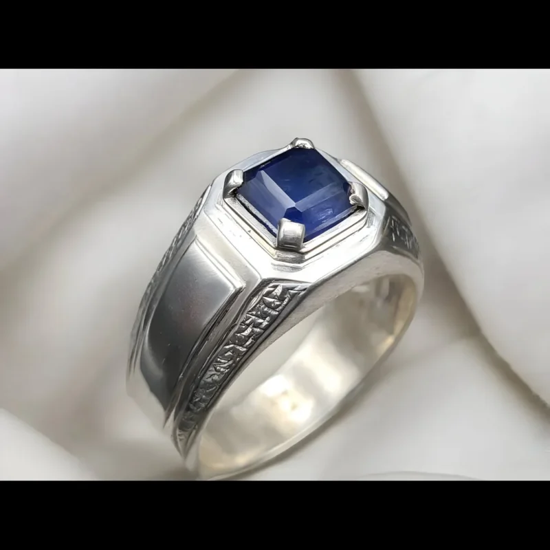 Deep Blue Ceylon Sapphire Ring Mens Shop Now