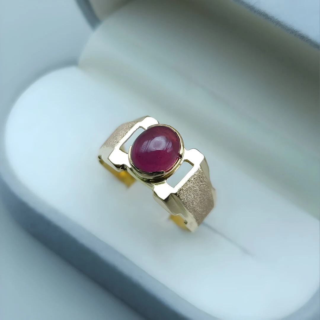 18k Yellow Gold Ruby Ring Mens Gold Ring Shop Now