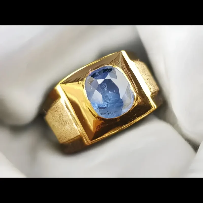 Ceylon Sapphire Ring In 18k Yellow Gold Mens Sapphire Rings