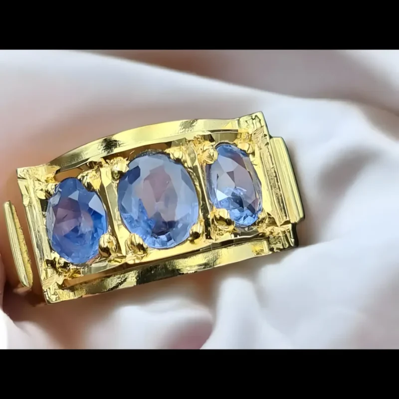 14k Gold Sapphire Band Ceylon Sapphire Band In 14k Yellow Gold