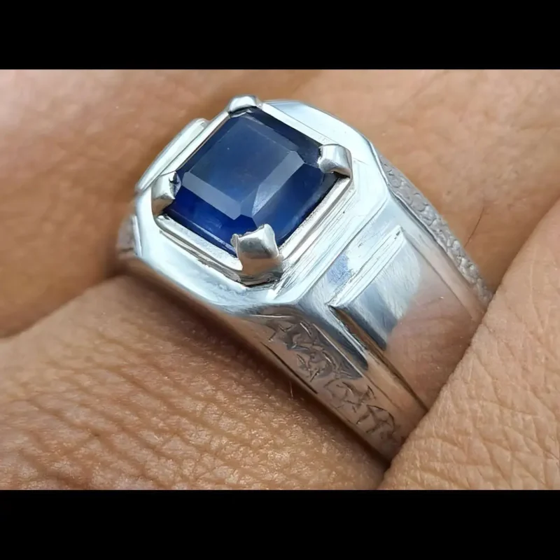 Deep Blue Ceylon Sapphire Ring Mens Shop Now