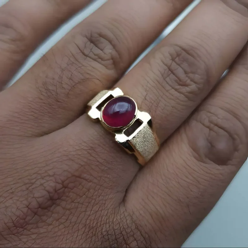 18k Yellow Gold Ruby Ring Mens Gold Ring Shop Now